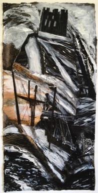 Ruined Castle & Wreck
Mixed media on Nepalese paper
110 x 56cm