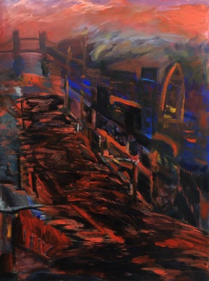 Tower Bridge, Dark
Oil on Paper,
75 x 56cm