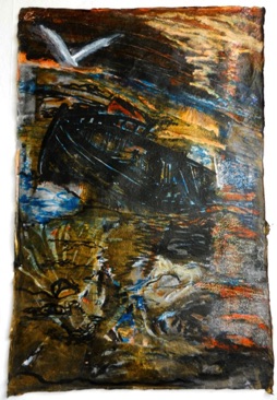Wrecked Ship
Mixed media on Nepalese paper, 75 x 49cm
