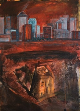 Canary Wharf, River Structure
Acrylic on Board
36 x 26cm